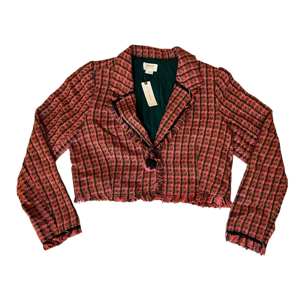 NWT Anthropologie Maeve Tweed Cropped Fringe Blazer - Picture 2 of 11